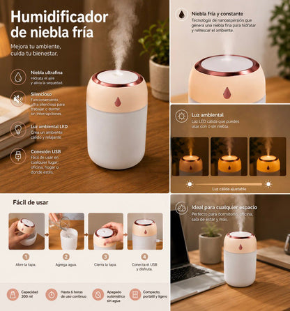 humidificador aromatizante 300ml usb